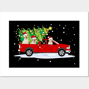 Funny Nova Scotia Duck Tolling Retriever Rides Car Red Truck Christmas Posters and Art